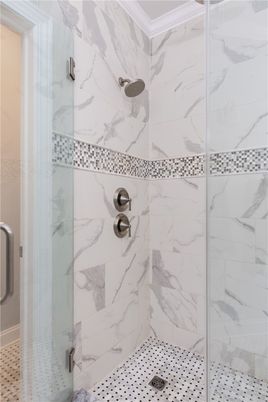 Bathroom, Glass Shower, Interior, Marble Walls