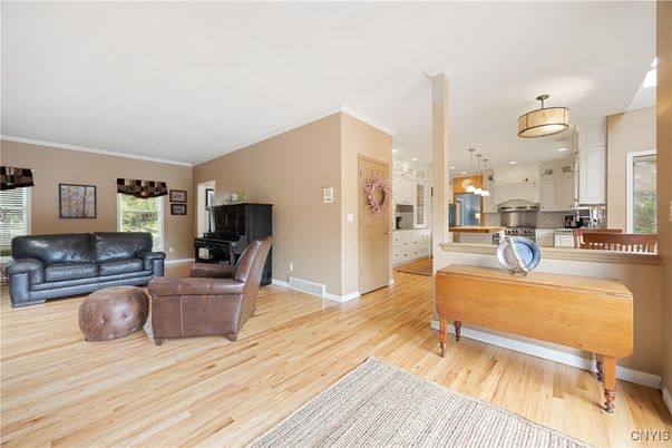 Interior, Kitchen, Living room, Pendant Lights, Recessed Lighting, Stainless Steel Appliances, Wood Texture Flooring
