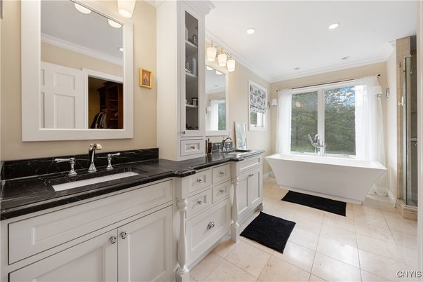 Bathroom, Dual Sink Vanities, Free Standing Baths, Interior, Recessed Lighting