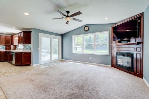 Empty room, Fireplace, Interior, Kitchen, Recessed Lighting