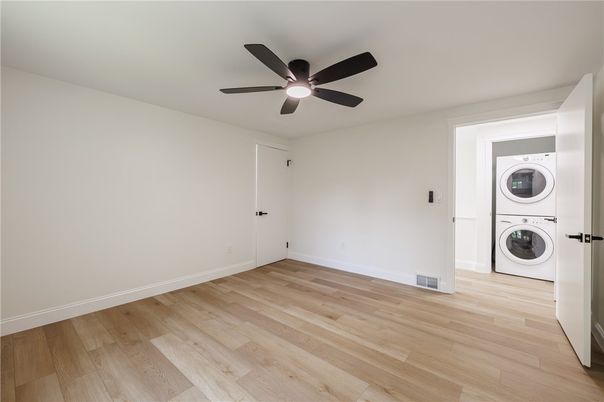 Empty room, Interior, Utility Closets, Washer, Wood Texture Flooring