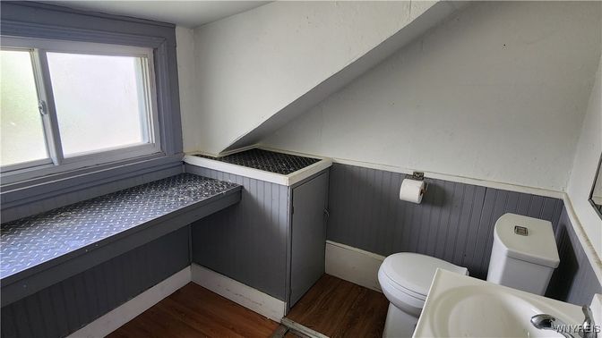 Bathroom, Interior, Tile Countertops, Wood Texture Flooring