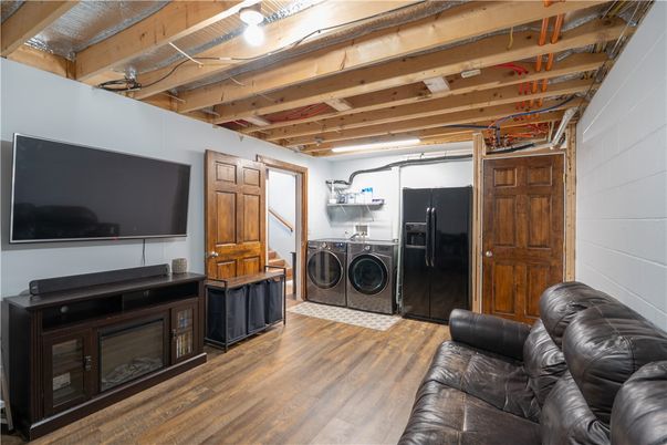 Interior, Utility Closets, Washer, Wooden Beams, Wood Texture Flooring
