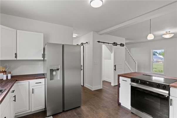 Interior, Kitchen, Stainless Steel Appliances, Wood Texture Flooring