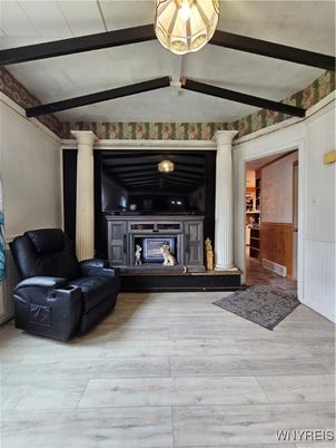Fireplace, Interior, Wood Texture Flooring
