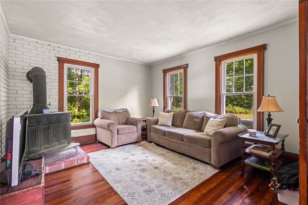 Fireplace, Interior, Living room, Stone Walls, Wood Texture Flooring
