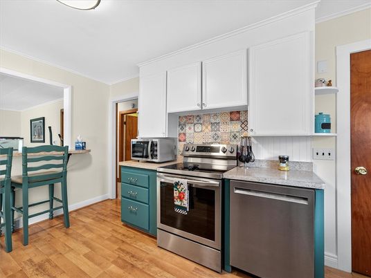 Interior, Kitchen, Stainless Steel Appliances, Wood Texture Flooring
