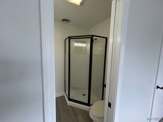 Bathroom, Glass Shower, Interior, Wood Texture Flooring