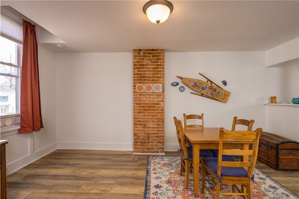 Dining room, Interior, Stone Walls, Wood Texture Flooring