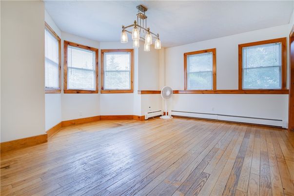 Empty room, Interior, Pendant Lights, Wood Texture Flooring