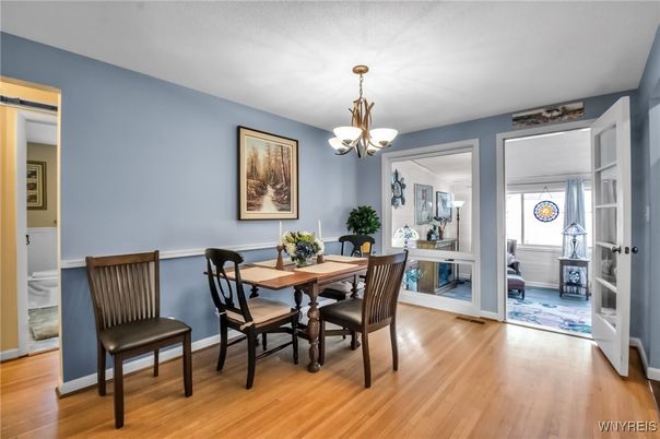 Chandelier, Dining room, Interior, Wood Texture Flooring
