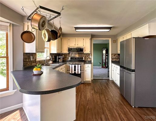 Interior, Kitchen, Stainless Steel Appliances, Wood Texture Flooring
