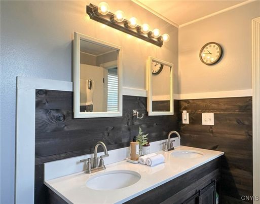 Bathroom, Dual Sink Vanities, Interior, Wooden Walls
