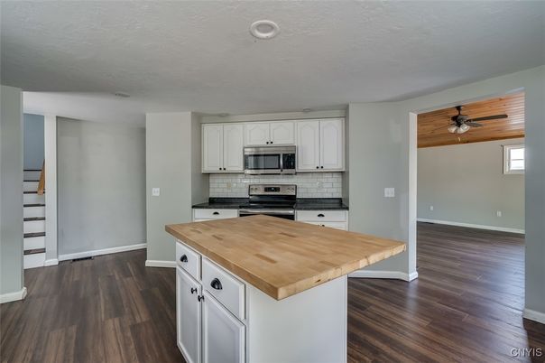 Interior, Kitchen, Stainless Steel Appliances, Wood Texture Flooring