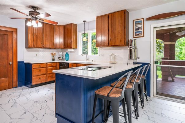 Interior, Kitchen, Marble, Pendant Lights