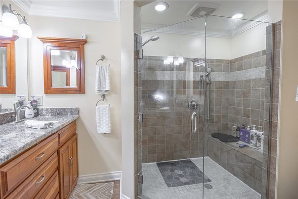 Bathroom, Glass Shower, Interior, Recessed Lighting