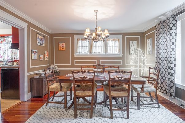 Chandelier, Dining room, Interior, Wood Texture Flooring
