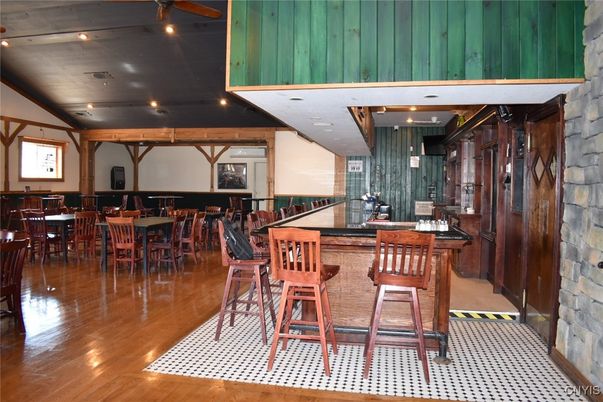 Dining room, Interior, Recessed Lighting, Wood Texture Flooring