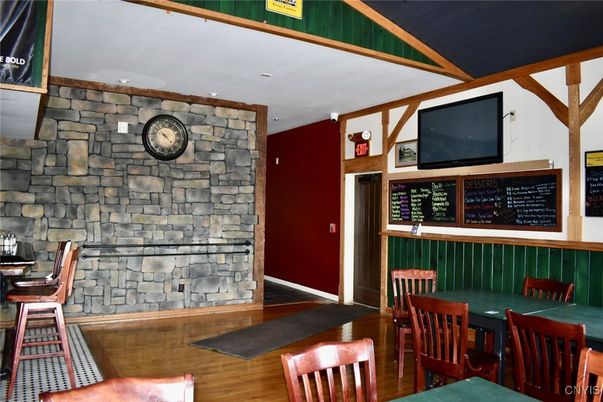 Dining room, Interior, Stone Walls, Wood Texture Flooring