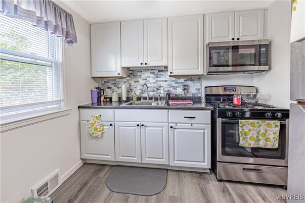 Interior, Kitchen, Stainless Steel Appliances, Wood Texture Flooring