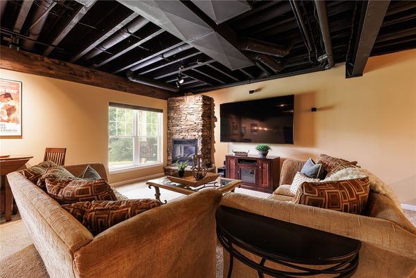 Fireplace, Interior, Living room, Stone Walls