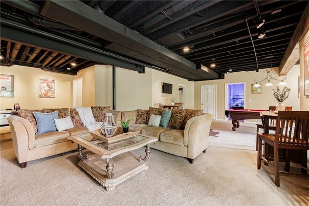 Billiard Table, Game Room, Interior, Living room, Pendant Lights, Recessed Lighting