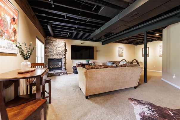Fireplace, Interior, Living room, Stone Walls