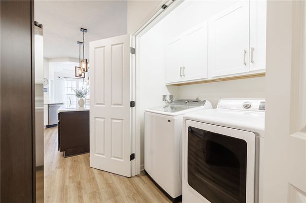 Interior, Pendant Lights, Washer, Wood Texture Flooring