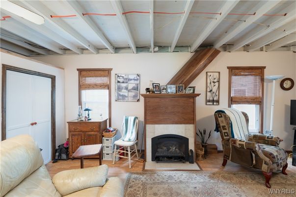 Fireplace, Interior, Wood Texture Flooring