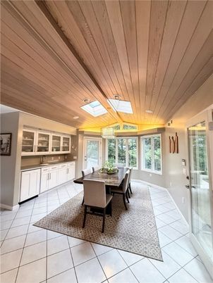 Dining room, Interior, Recessed Lighting, Wooden Ceilings