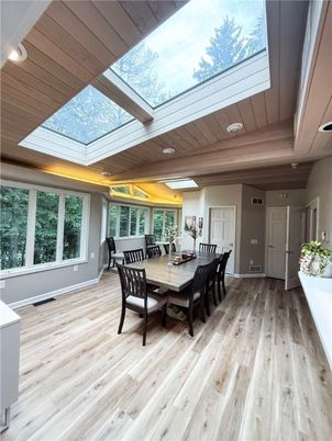 Dining room, Glass Ceilings, Interior, Sun Room, Wooden Ceilings, Wood Texture Flooring