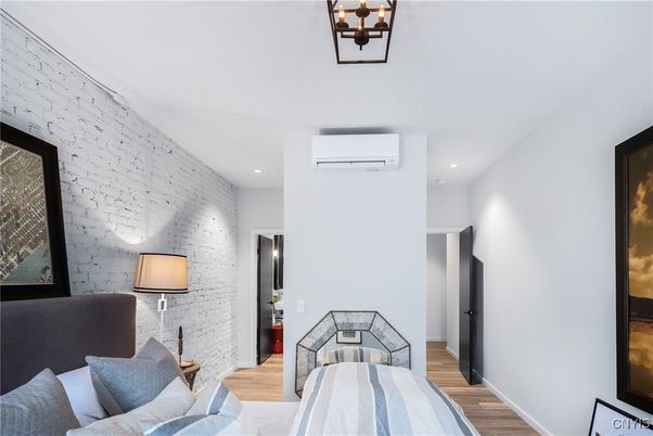 Interior, Recessed Lighting, Stone Walls, Wood Texture Flooring