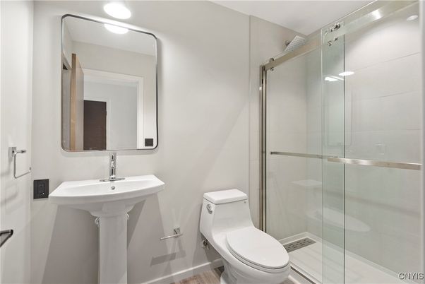 Bathroom, Glass Shower, Interior, Recessed Lighting
