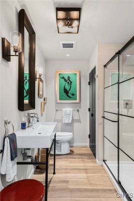 Bathroom, Interior, Recessed Lighting, Wood Texture Flooring
