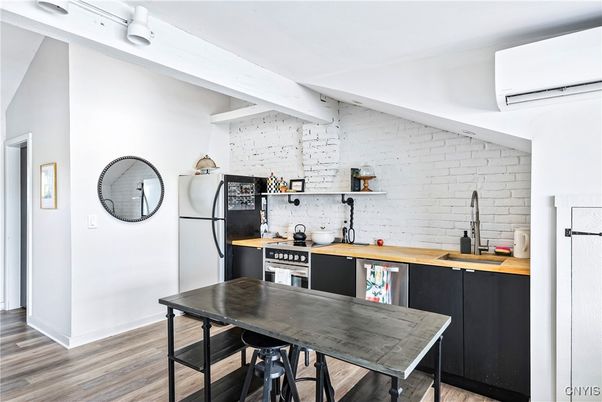Interior, Kitchen, Stone Walls, Wood Texture Flooring