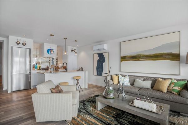 Interior, Kitchen, Living room, Pendant Lights, Recessed Lighting, Wood Texture Flooring