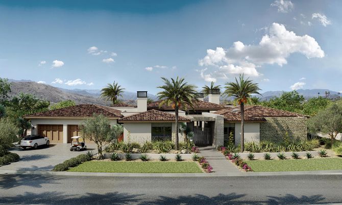 Attached, Exterior, Facade, Spanish Mediterranean