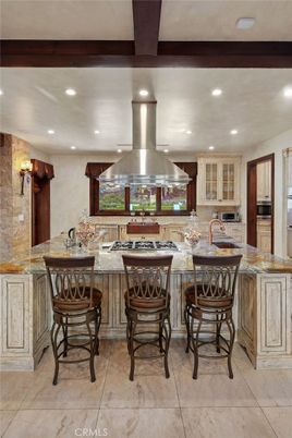 Interior, Kitchen, Recessed Lighting, Stone Walls, Wooden Beams