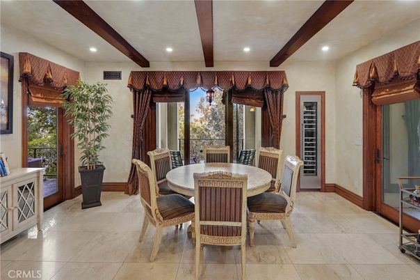 Dining room, Interior, Recessed Lighting, Wooden Beams