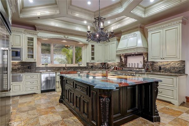 Chandelier, Interior, Kitchen, Pendant Lights, Recessed Lighting, Stainless Steel Appliances