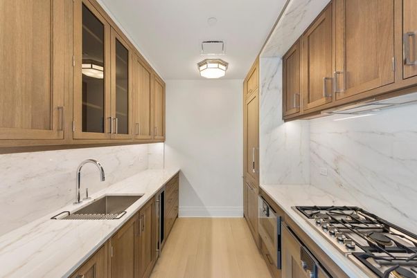 Interior, Kitchen, Marble Walls, Wood Texture Flooring