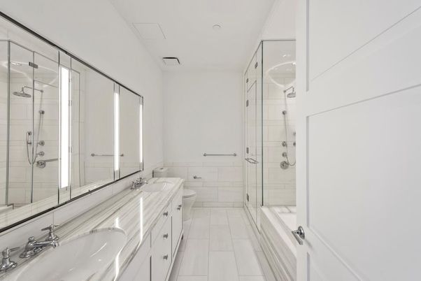 Bathroom, Dual Sink Vanities, Glass Shower, Interior, Recessed Lighting