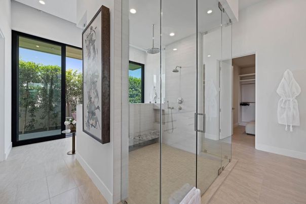 Bathroom, Glass Shower, Interior, Recessed Lighting