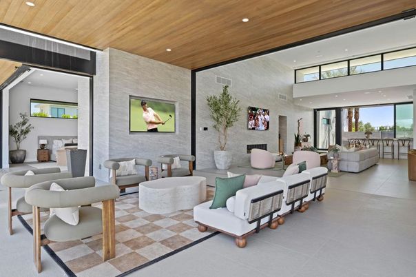 Interior, Living room, Recessed Lighting, Wooden Ceilings