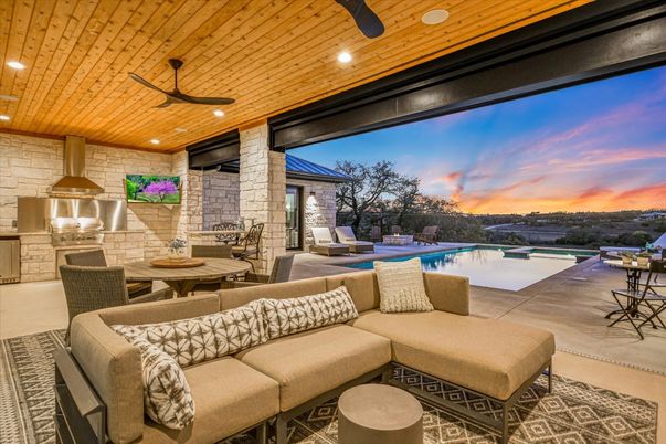 Exterior, Pool, Recessed Lighting, Stone Walls