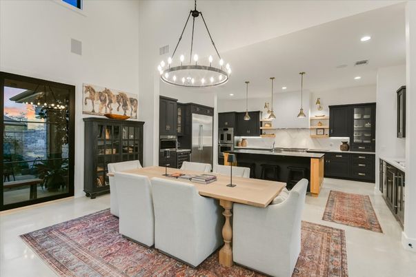 Dining room, Interior, Kitchen, Pendant Lights, Recessed Lighting, Stainless Steel Appliances