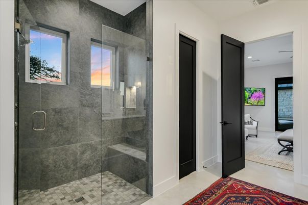 Bathroom, Glass Shower, Interior, Recessed Lighting