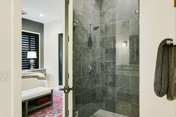 Bathroom, Glass Shower, Interior, Recessed Lighting