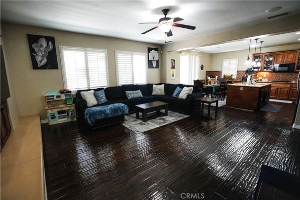 Interior, Kitchen, Living room, Pendant Lights, Recessed Lighting, Wood Texture Flooring