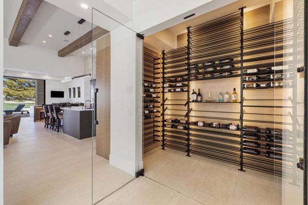 Interior, Pendant Lights, Recessed Lighting, Wine Storage, Wooden Beams